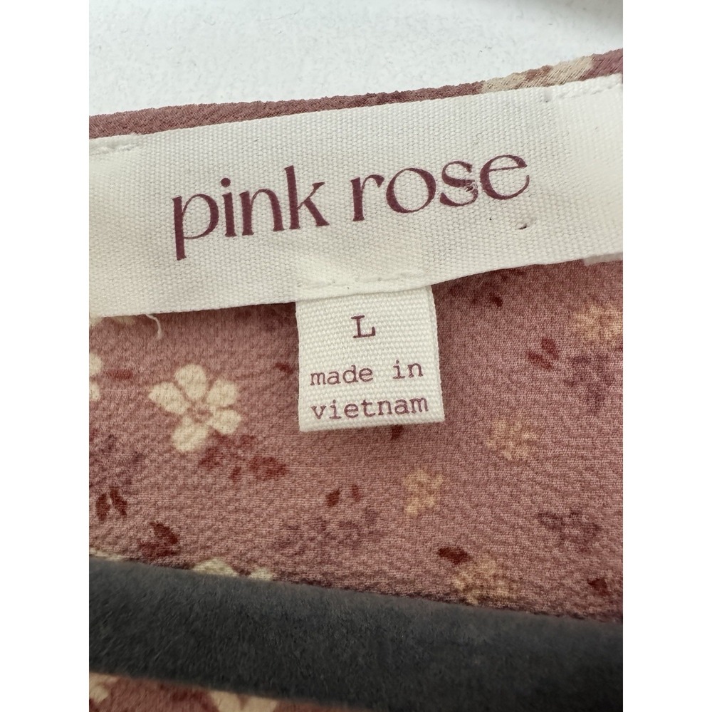 Pink Rose Short Sleeve Floral Pink /White Size L - Picture 2 of 12